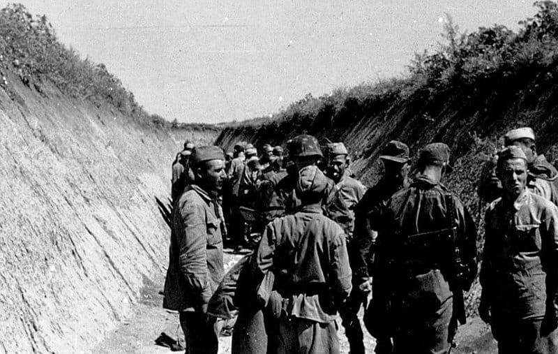 Советские солдаты сдаются в плен солдатам дивизии СС Викинг, июль 1942 года